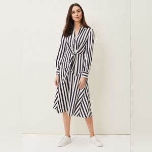Phase Eight Dasha Stripe Dress 14 / 10 Long Sleeve NWT